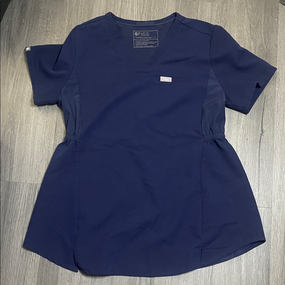 Figs Women's Dark Blue Short Sleeve Top Maternity Scrub